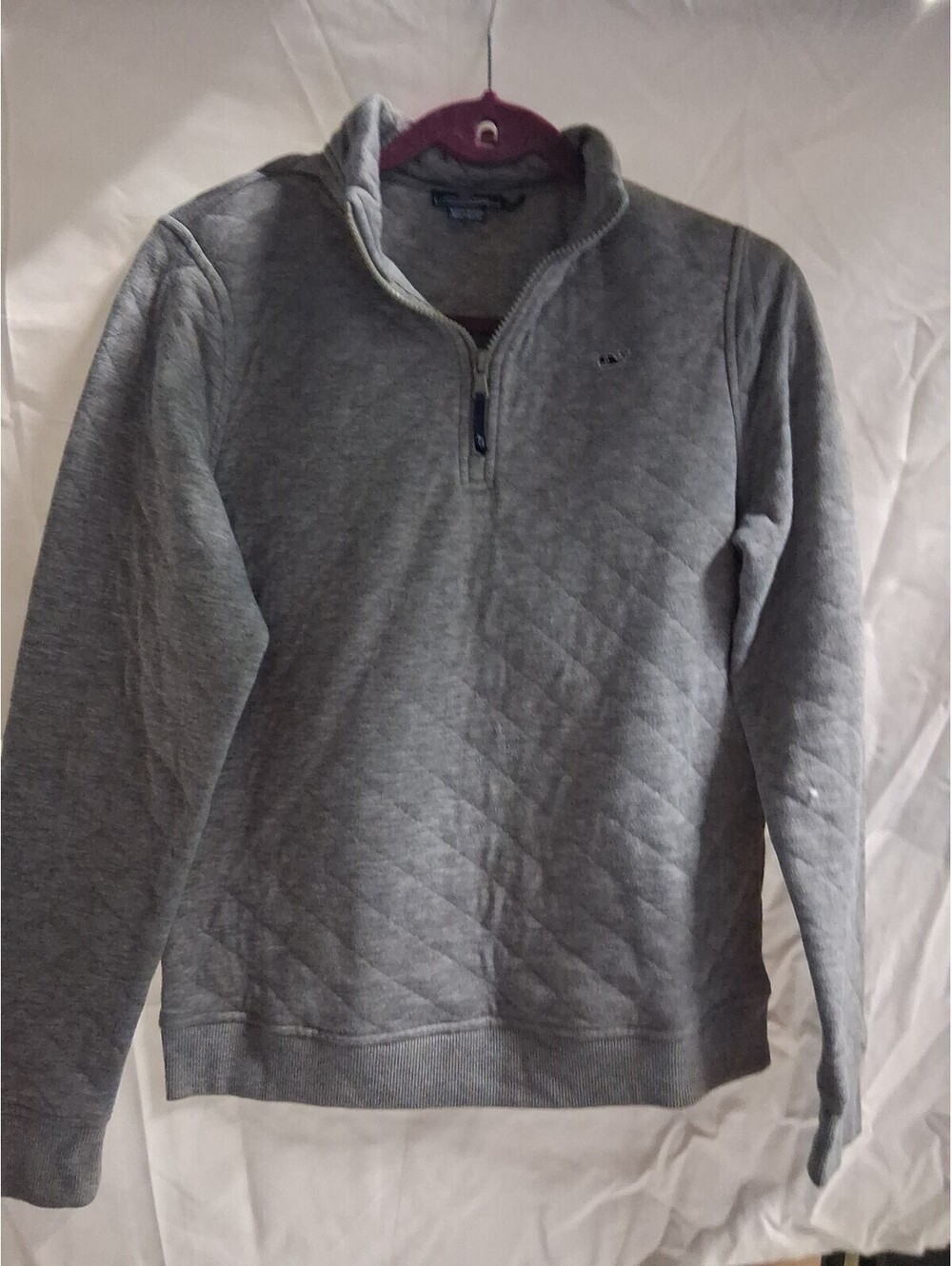 Vineyard Vines 1/4 Zip Youth XL Gray Quilted Pullover Whale Quarter Zip I2